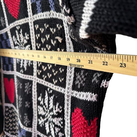 VTG White Stag Chunky Knit Pullover Sweater L Graphic Heart Grandpa Snowflake - Picture 4 of 8